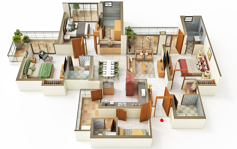 3 BHK + Servant