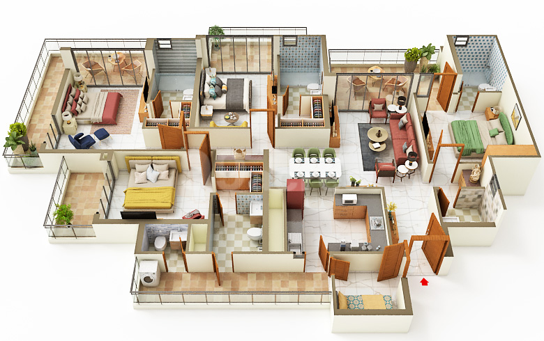 3 BHK + Servant
