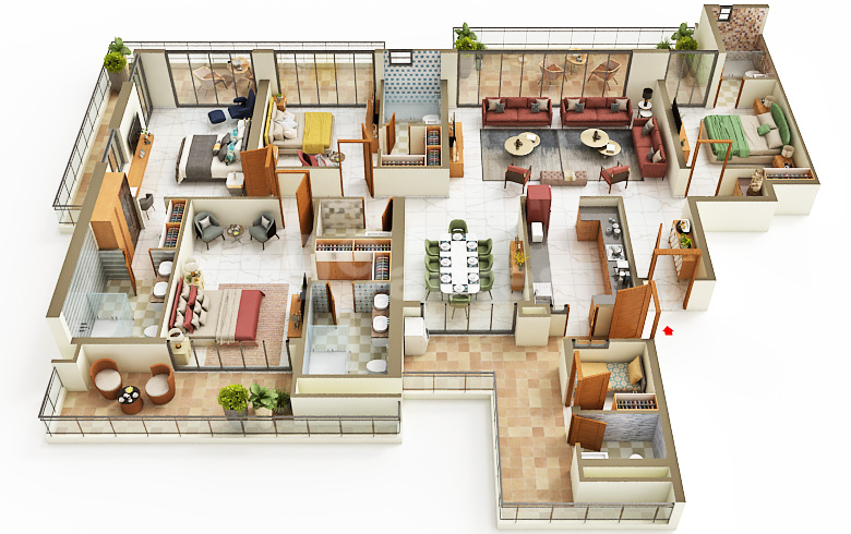 3 BHK + Servant