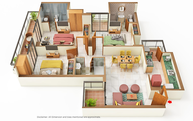 3 BHK + Servant
