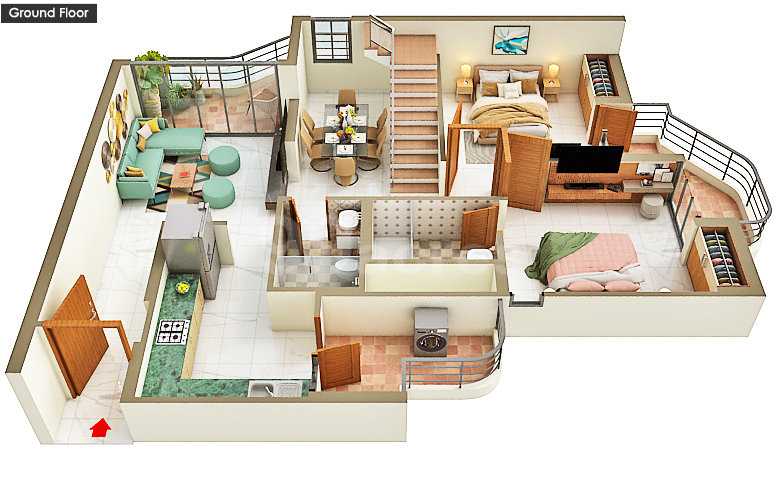 3 BHK + Servant