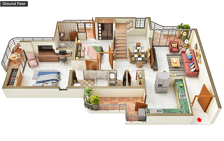 3 BHK + Servant