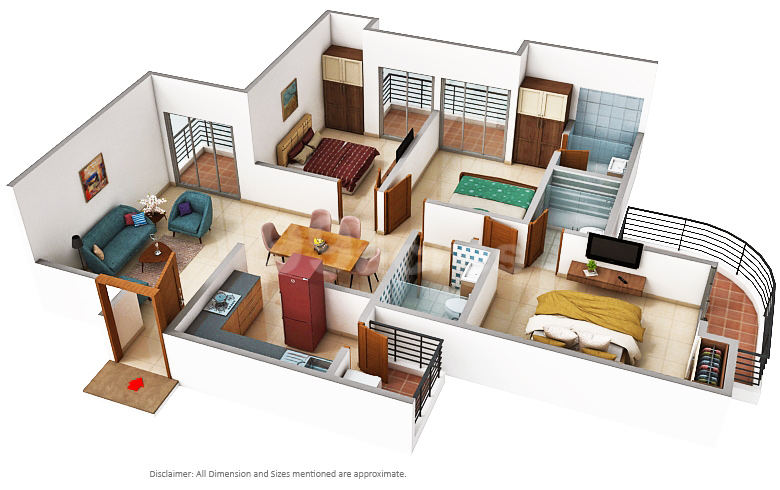 3 BHK + Servant