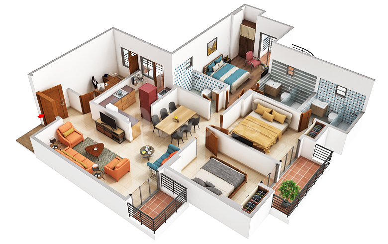 3 BHK + Servant
