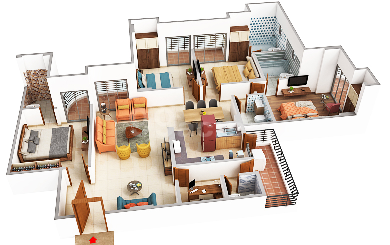 3 BHK + Servant